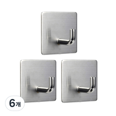 Homevanesse 不鏽鋼 304 黏貼式壁掛掛鉤 DG307, 單一顏色, 6個