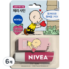 妮維雅史努比版潤唇膏 4.8g, Cherry Shine, 6支