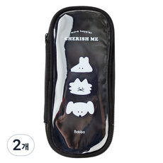 moong9 8000 波霸 pvc 透明筆袋, 黑色, 2個