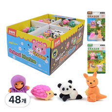 Geoyeong I&D 可愛動物組合橡皮擦, 隨機出貨, 48個