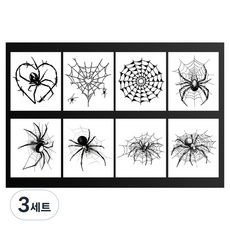 젤루나 반영구 나비 하트 해골 플라워 블랙 할로윈 일러스트 헤나 타투 스티커 8종 세트, 3세트, T-306