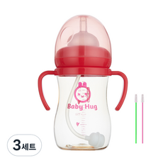 하이비 베이비 허그 빨대컵 + 빨대솔 2p 세트, 레드, 3세트