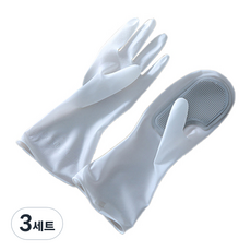 설거지 수세미 브러쉬 고무 장갑 M, 그레이, 3세트, 중(M)