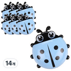 블럭마트 무당벌레 칫솔걸이, 블루, 14개