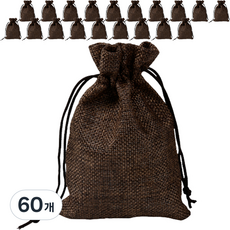 Maket Gamseong 亞麻束口袋 15 x 20, 咖啡色, 60個
