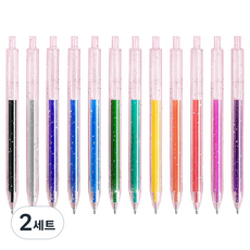 Modian 手帳裝飾閃亮裝飾按動式凝膠筆 12色組, 2套, 混合顏色