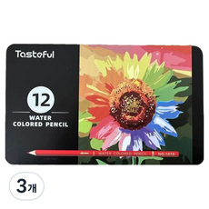 新娜藝術 水彩彩色鉛筆 鐵盒, 12色, 3個