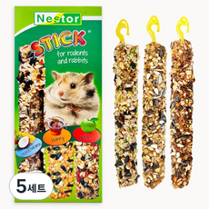 네스톨 소동물 혼합 스매커 코코넛 바나나 + 허니 + 사과맛 간식 세트, 5세트, 175g