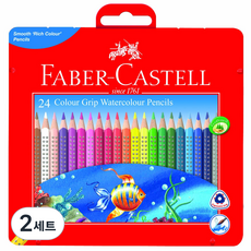 FABER-CASTELL 輝柏 水彩Color Grip色鉛筆 鐵盒, 24色, 2套