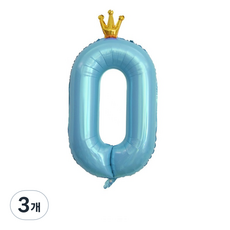 Isabelle Home 生日派對皇冠數字氣球 0 超大型, 3個, 藍色