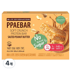 빼바 소프트 크런치 프로틴바 솔티드피넛버터 9p, 360g, 4개