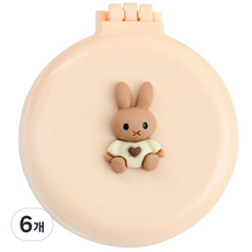 Rosae 馬卡龍小熊與兔子氣墊鏡梳, 坐姿兔子米色, 6個
