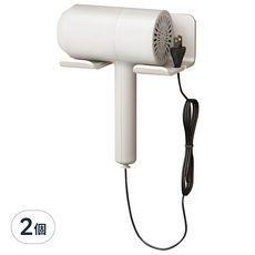 FAmILyLIFE 生活 簡約風航太鋁免打孔吹風機收納架 免釘膠款 A-229-W, 簡約白, 2個
