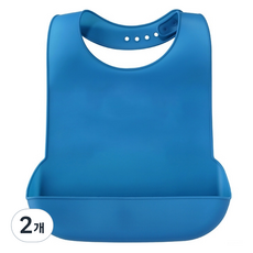 홈래빗 실리콘 어르신 턱받이, 블루, 2개