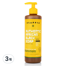 [쿠팡수입] 알라피아 어센틱 아프리칸 블랙솝 올인원 바디워시 유칼립투스 티트리, 476ml, 3개