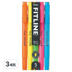 펜텔 피트라인 형광펜 3종 SLW11-5, 오렌지, 옐로우, 라이트 그린, 핑크, 스카이블루, 3세트