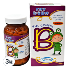 艾護寧 兒童維生素B群咀嚼錠, 150顆, 3罐