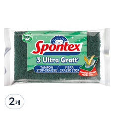 스폰텍스 ULTRA GRATT 찌든 때 스크럽 스펀지, 2개, 3개입