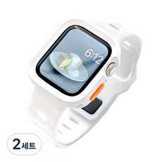 NUART Apple Watch 相容錶帶 矽膠雙色組合, 白色, 2套