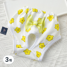 딩동펫 반려동물 리본 생리팬티 옐로우플라워, 중형, 1개입, 3개