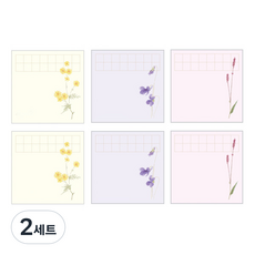 인도사이다 꽃길여담 메모지 3종 x 2p, 국화, 제비꽃, 개여뀌, 2세트