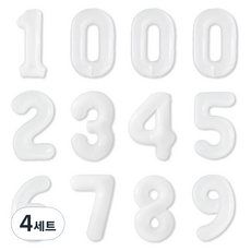 PartyIsland 數位鋁箔氣球 12 個裝 40cm, 4組, 白色