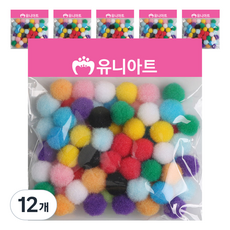 유니아트 1000 퐁퐁 15mm, 혼합색상, 12개