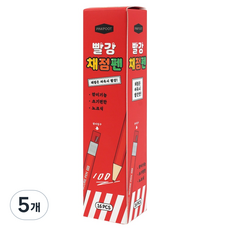 핑크풋 빨강 노트식 채점펜 16p, 5개, 1색