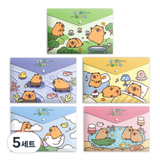 Dong-A PMS A4 按扣式卡通資料收納文件袋 5入組, 水豚, 5套