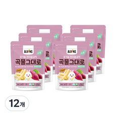 엘빈즈 유아용 유기농 곡물 그대로 현미 쌀과자 STEP1, 자색고구마맛, 25g, 12개