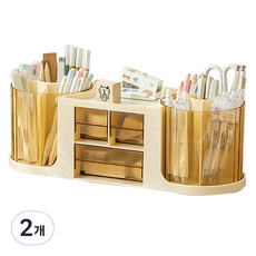 에버하우스 더블 회전 데스크 정리 수납 스토리지, 아이보리, 2개