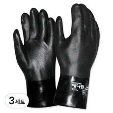 HAND MAX ANYONE PVC雙層塗層防水棉質內襯手套 雙手組 XL, 黑色, 3套