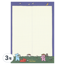 젤리 베어 B5 메모 패드, 02 Vacation, 50매, 3개