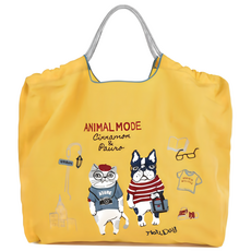 kUSUgURU JAPAN 日本眼鏡貓 Animal Mode系列 三種用法 大款肩背傘繩包/戶外輕量防潑水提袋, 黃色