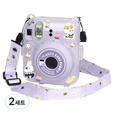 FUJIFILM 富士 instax mini 12 水晶保護殼 + 貼紙裝飾 + 肩背帶套組 紫色, 2套, 單一商品