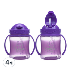 아이별프렌즈 국내 제조 플립컬러 빨대컵, 퍼플, 4개, 250ml