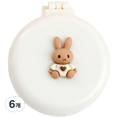 Rosae 馬卡龍小熊與兔子氣墊鏡梳, 坐姿兔子白色, 6個