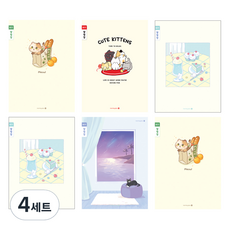 morning glory Chaewoom筆記本 國小3-6年級 家庭聯絡簿 窄格 4款 + 隨機出貨 2入套組 B, 4套, 貓咪躲貓貓, 貓咪朋友們, 甜點時間, 海景