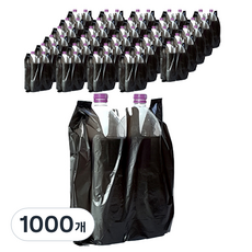 스위스녹스 손잡이 마트 시장 검정 비닐 봉투, 8L, 1000개