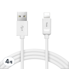 Roigic USB A型-8-pin 高速充電線, 白色, 4個, 30cm