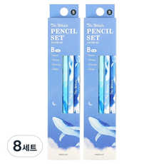 핑크풋 고래 연필 B 5종 x 2p 세트, 혼합색상, 8개