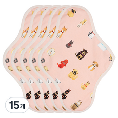 WIZLLY 粉色小狗布衛生棉, 大型, 1入, 15個