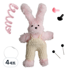 yarna 철사인형 + 핀타입 인형눈 4mm x 2p + 컬러미니삼각코 2종 + 컬러와이어링 모루 뽀글이 토끼 인형 만들기 세트, 4세트, 혼합색상