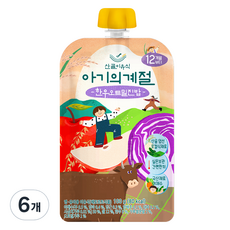 에코맘의산골이유식 유아용 아기의 계절 완료기 한우오트밀진밥, 6개, 100g