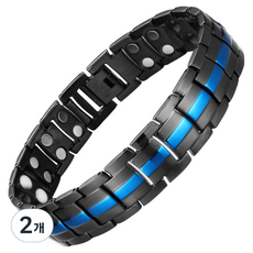 KODACHIEF 個性十足雙排磁石保健手鍊 黑藍色 225 x 15 mm, 2個