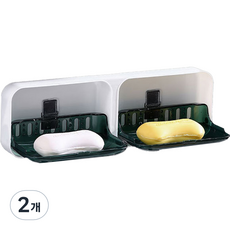 cleanis 雙層瀝水肥皂架, 2個, 綠色