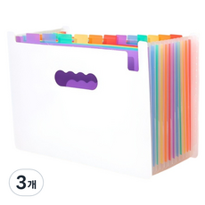 프라리 A4 오픈형 아코디언 포켓 파일케이스 오픈형 25칸, 화이트, 3개