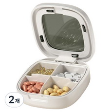 리치쌀봉 簡約高級透明星期藥盒 4格 白色 7.5 x 7.5 x 2.5 cm, 2個