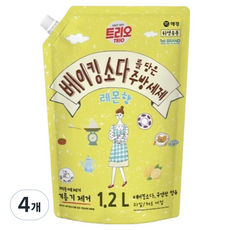트리오 베이킹소다를 담은 주방세제 레몬향, 4개, 1.2L