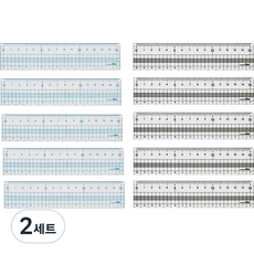 아이비스 12173 컬러 방안자 15cm 2종 x 5p 세트, 블루 + 블랙, 2세트